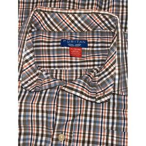 Men's Plaid Puritan Long Sleeve Button-up Shirt Sz‎ XL